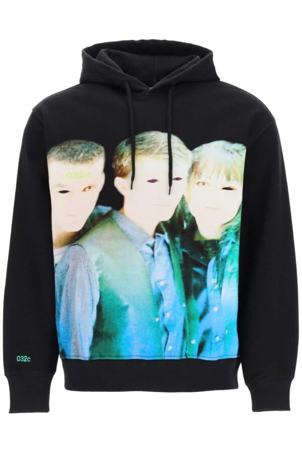 032C HOODED SWEATSHIRT WITH DEBUT PRINT S Black, Green, Light blue Cotton