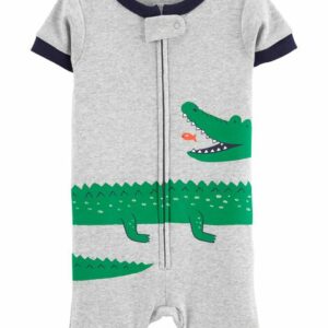 1-Piece Alligator 100% Snug Fit Cotton Romper PJs