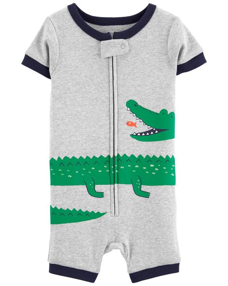 1-Piece Alligator 100% Snug Fit Cotton Romper PJs