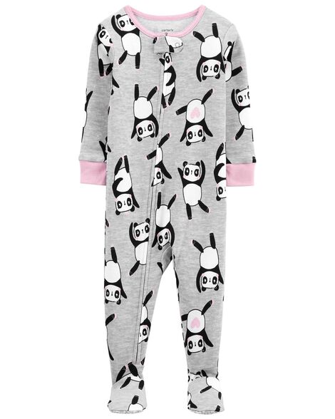 1-Piece Panda 100% Snug Fit Cotton Footie PJs