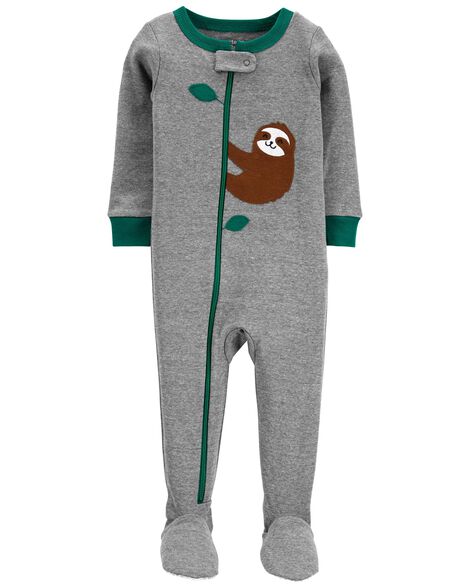 1-Piece Sloth 100% Snug Fit Cotton Footie PJs