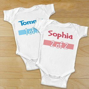 1 of 2 Twin Personalized Infant Bodysuit