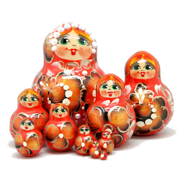 10 Nest Pearl Doll in Red