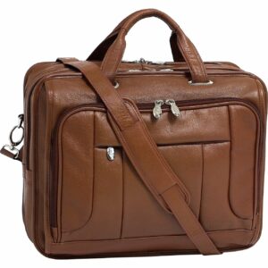 15.6 Leather Fly-Through Checkpoint-Friendly Laptop Briefcase