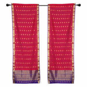 2 Bohemian Indian Sari Curtains Rod Pocket Living Room Decor 43W x 84L