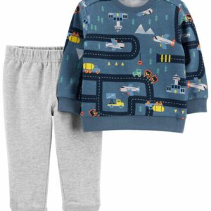 2-Piece Airplane French Terry Top & Jogger Set