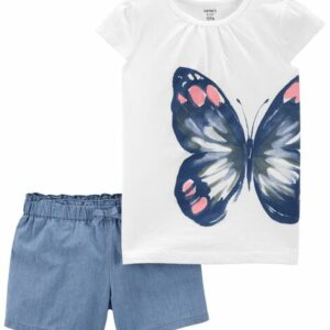 2-Piece Butterfly Jersey Tee & Short Set