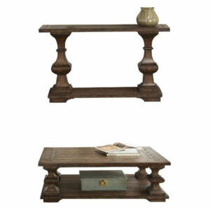 2 Piece Living Room Set Console Table and Coffee Table in Kona Brown