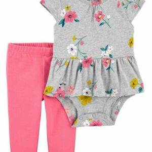 2-Piece Peplum Bodysuit Pant Set