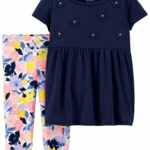 2-Piece Star Top & Floral Legging Set