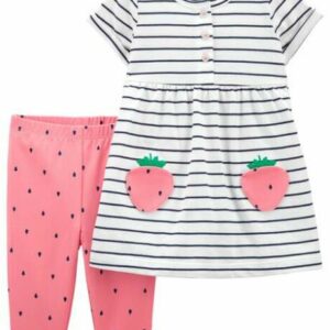 2-Piece Strawberry Dress & Legging Set