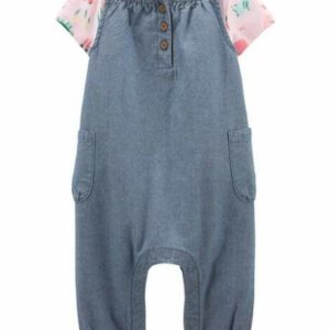 2-Piece Tee & Chambray Overall Set