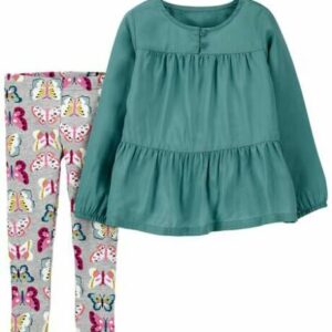 2-Piece Tiered Top & Butterfly Legging Set