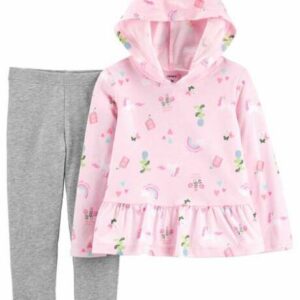 2-Piece Unicorn Peplum Pullover & Legging Set