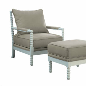 2-Piece West Palm Living Room Accent Chair w/ Ottoman Set, Beige/White