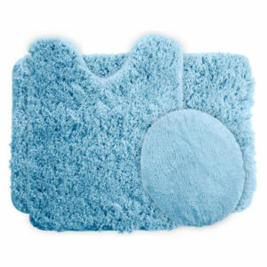 3 Piece Super Plush Non-Slip Bath Rug Mat Set, Blue