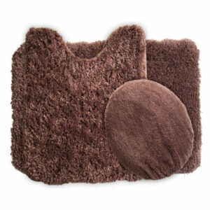 3 Piece Super Plush Non-Slip Bath Rug Mat Set, Chocolate