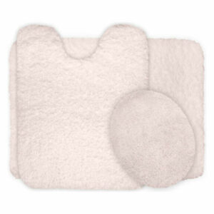 3 Piece Super Plush Non-Slip Bath Rug Mat Set, Ivory