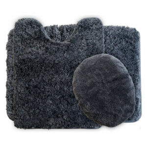 3 Piece Super Plush Non-Slip Bath Rug Mat Set, Platinum