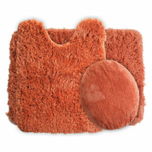 3 Piece Super Plush Non-Slip Bath Rug Mat Set, Rust