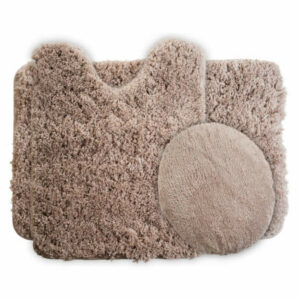 3 Piece Super Plush Non-Slip Bath Rug Mat Set, Taupe