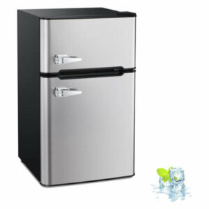 3.2 Cu Ft Compact Freezer Mini Refrigerator-2 Door Handle, Gray