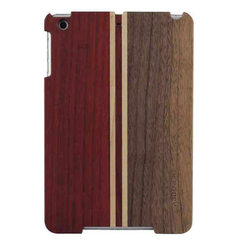 3D Knight Real Wood Protector Case for Apple iPad Mini (Walnut Wood/Mix Wood with Black Polycarbonate)