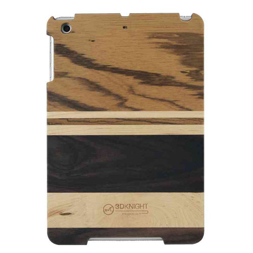 3D Knight Real Wood Protector Case for Apple iPad Mini (Zebra Wood/Mix Wood with Black Polycarbonate)