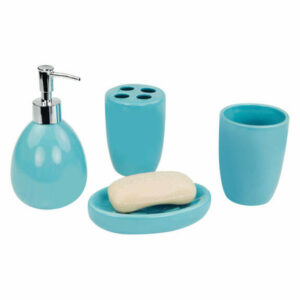 4-Piece Bath Accessory Set, Turquoise