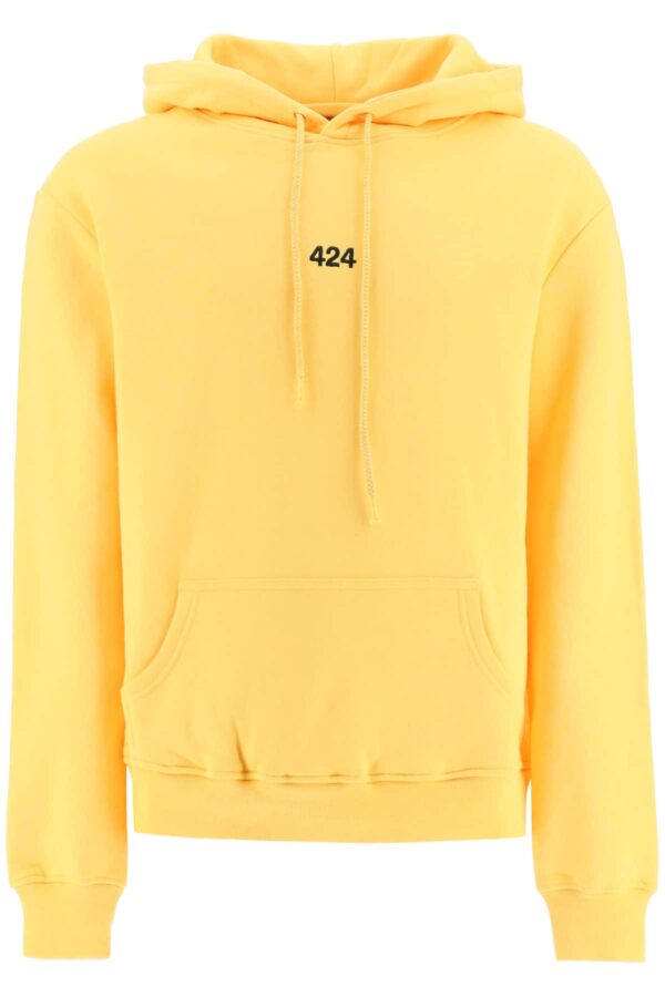 424 HOODED SWEATSHIRT WITH LOGO EMBROIDERY S Yellow Cotton