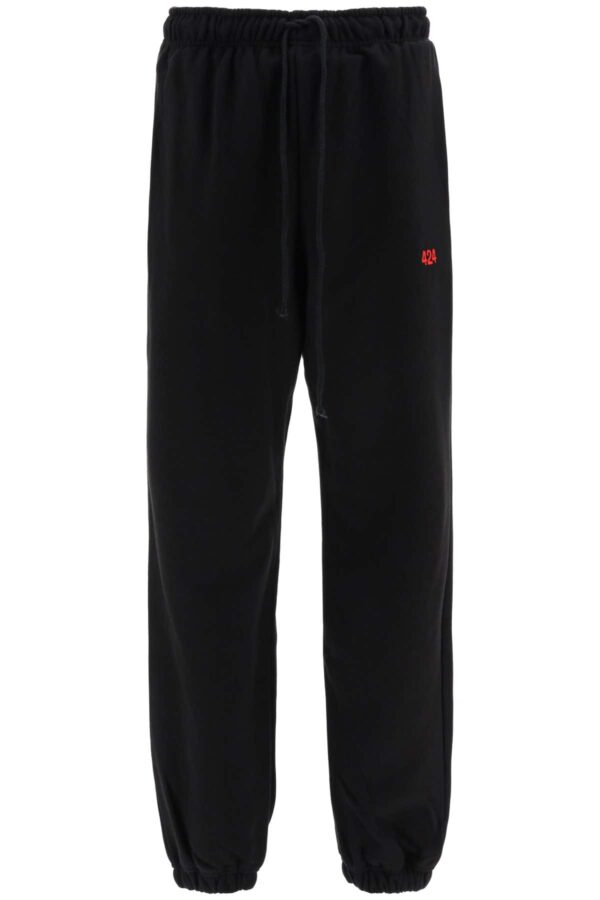 424 SWEATPANTS WITH LOGO EMBROIDERY M Black, Red Cotton