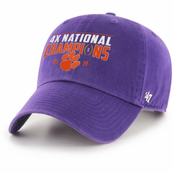 '47 Clemson Tigers 2019 Multi-National Champions Clean Up Ball Cap Purple - NCAA Caps/Novelty Events at Academy Sports