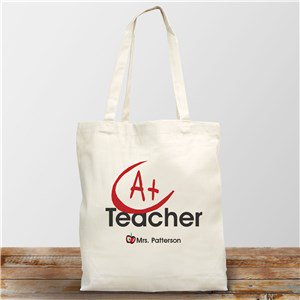 A+ Teacher Personalized Canvas Tote Bag