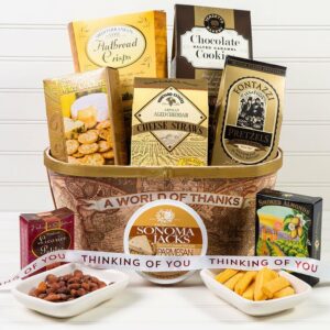A World of Thanks Thinking of You Gift Basket | Gourmet Gift Baskets by GiftBasket.com