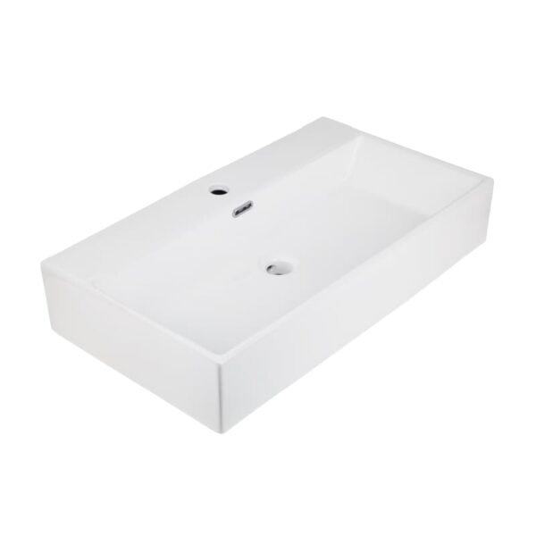 A and E Bath and Shower Adelmo 29-1/2" Rectangular Ceramic Vessel Bathroom Sink with Overflow and Single Faucet Hole White Fixture Lavatory Sink