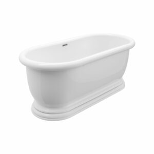 A and E Bath and Shower Austin 69" Free Standing Acrylic Soaking Tub with Center Drain Drain Assembly and Overflow White Tub Soaking Freestanding