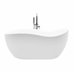 A and E Bath and Shower Axel 68" Free Standing Acrylic Soaking Tub with Reversible Drain Drain Assembly and Overflow White Tub Soaking Freestanding