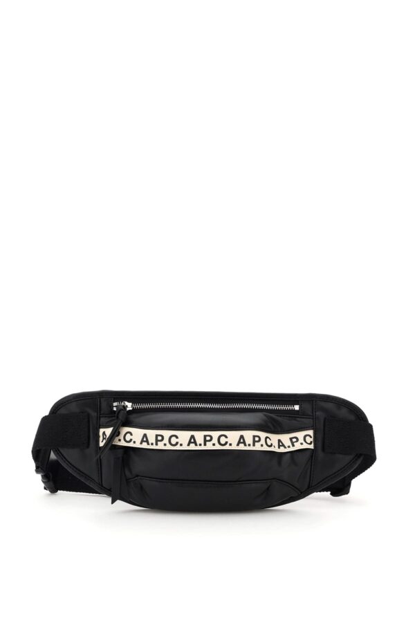 A.P.C. BANANE REPEAT FAUX LEATHER BELTPACK LOGO OS Black Faux leather