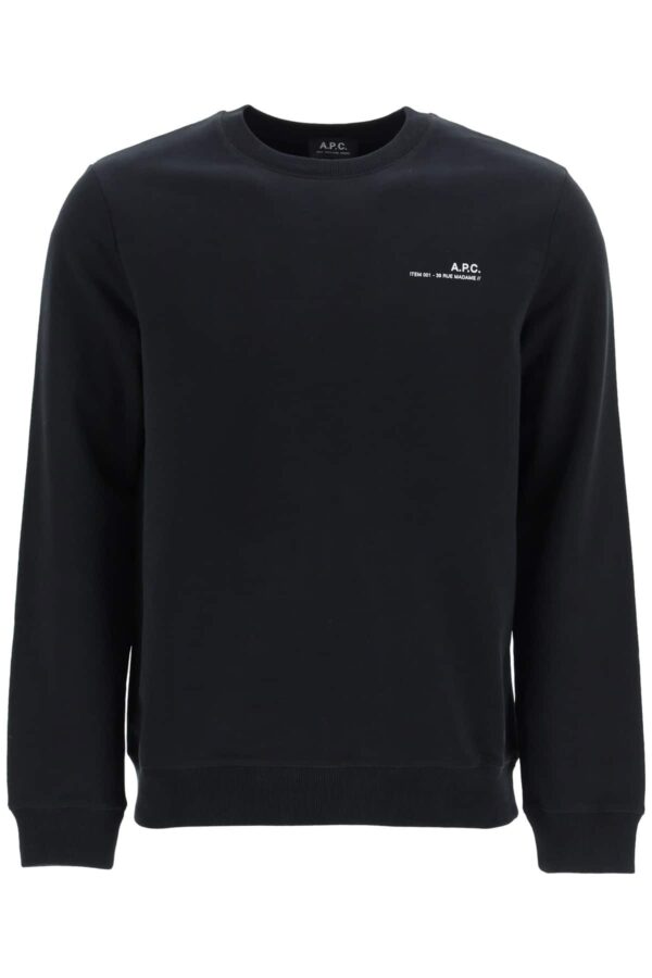 A.P.C. ITEM 001 SWEATSHIRT WITH LOGO PRINT S Black, White Cotton