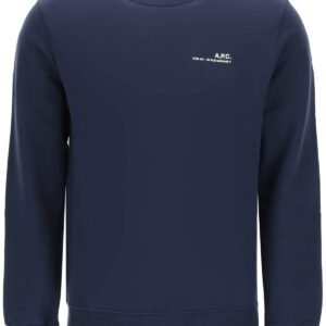 A.P.C. ITEM 001 SWEATSHIRT WITH LOGO PRINT S Blue Cotton