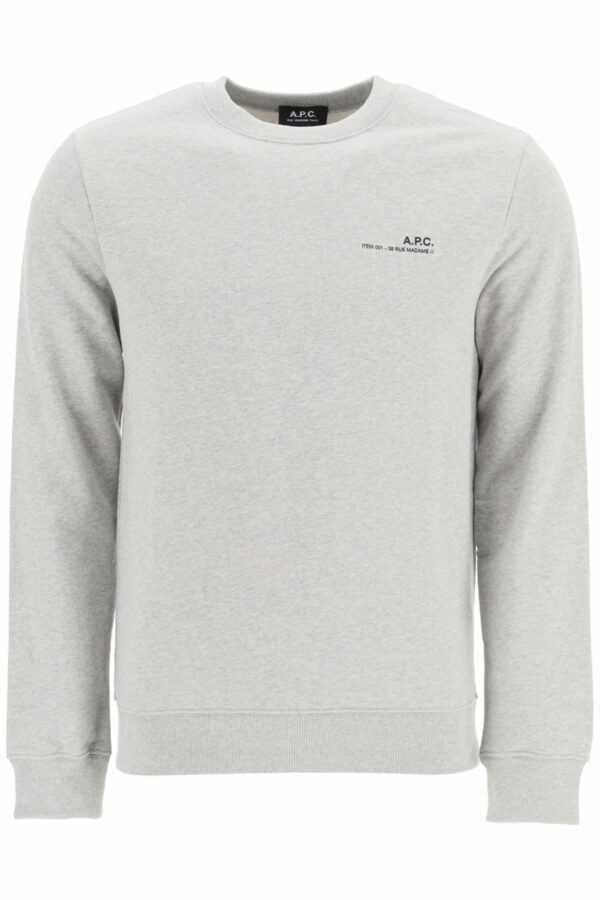 A.P.C. ITEM 001 SWEATSHIRT WITH LOGO PRINT S Grey, Black Cotton