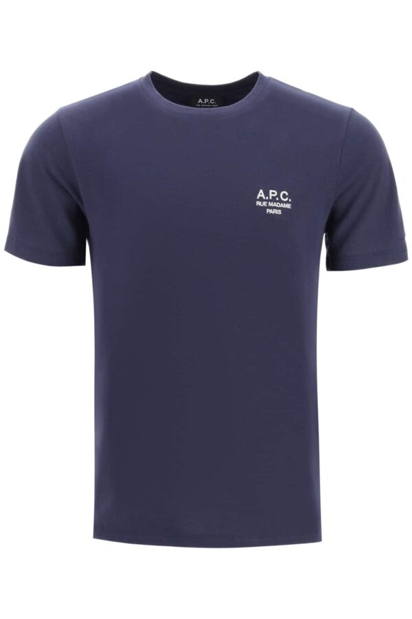 A.P.C. RAYMOND LOGO EMBROIDERY T-SHIRT S Blue Cotton