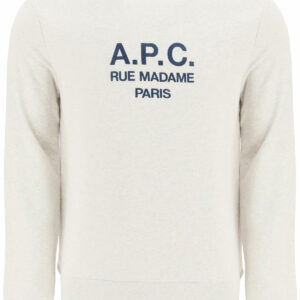 A.P.C. SWEATSHIRT WITH LOGO EMBROIDERY M Grey, Blue Cotton