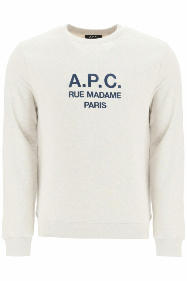 A.P.C. SWEATSHIRT WITH LOGO EMBROIDERY M Grey, Blue Cotton