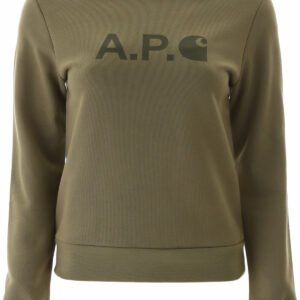 A.P.C. X CARHARTT LOGO SWEATSHIRT XL Green Cotton