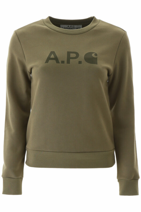 A.P.C. X CARHARTT LOGO SWEATSHIRT XL Green Cotton