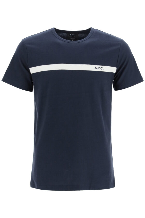 A.P.C. YUKATA T-SHIRT WITH LOGO EMBROIDERY S Blue, White Cotton