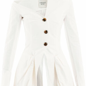 A.W.A.K.E. MODE ASYMMETRICAL BLAZER 34 White Cotton