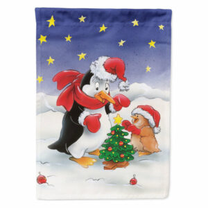 AAH7203GF Penguin & Robin w/ Christmas Tree Garden Flag, Small, Multic
