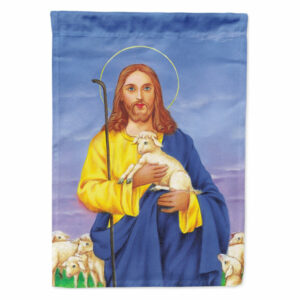 AAH8215GF Jesus The Good Shepherd holding a lamb Garden Flag, Small, M